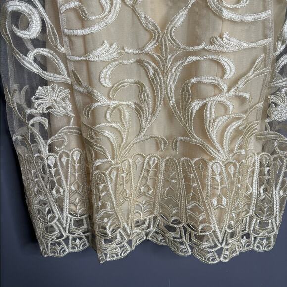 Simple City Ivory Slip Dress With Lace & Mesh Overlay Back Zipper Size Medium - Picture 5 of 7